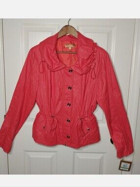 ELLEN TRACY Women's Lightweight Jacket with Ruffle Collar